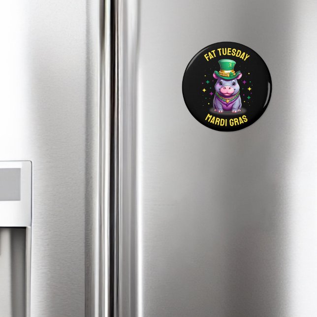 Imã Mardi Gras Fat Terça-feira Hippo Sticker (Criador carregado)