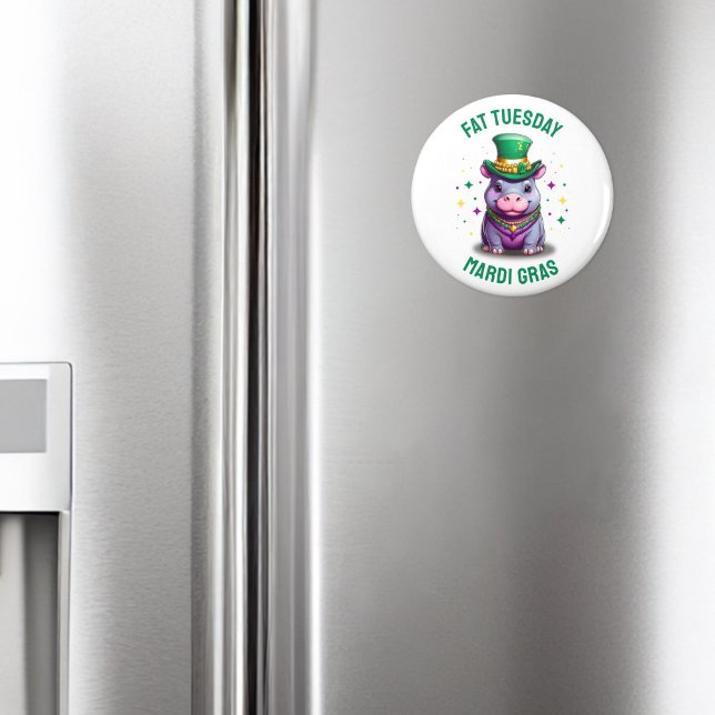 Imã Mardi Gras Fat Terça-feira Hippo Sticker (Criador carregado)