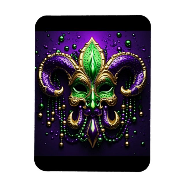 Ímã Mardi Gras Fleur De Lis Design (Vertical)