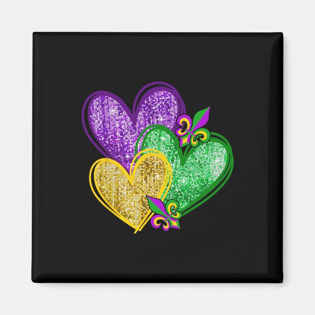 Imã Mardi Gras Heart Fleur-de-lis Symbol Men (Frente)