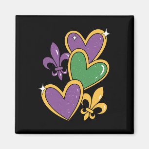 Imã Mardi Gras Hearts Women Raparigas Toddler