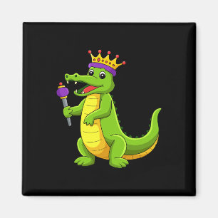 Imã Mardi Gras King Crocodile Funny Mardi Gras K