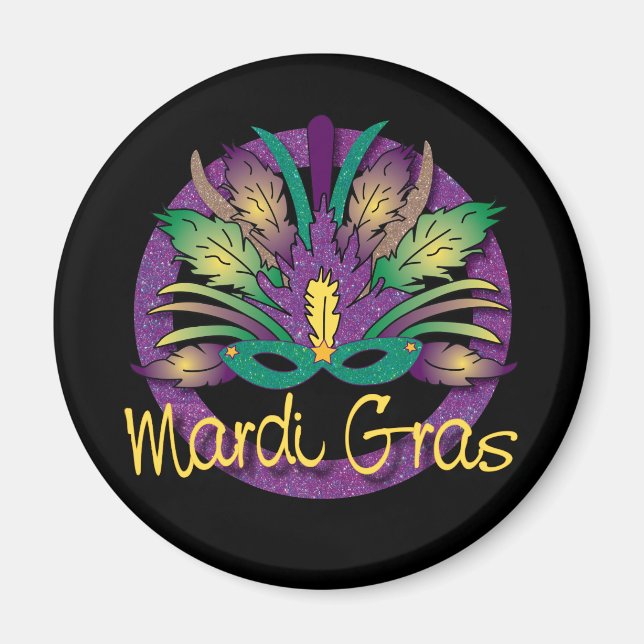 Imã Mardi Gras Mask Magnet (Frente)