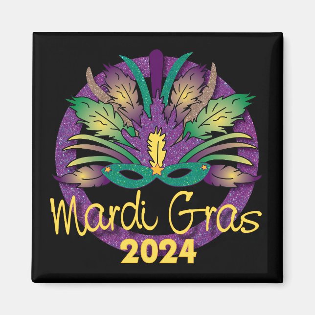 Imã Mardi Gras Mask Magnet - 2024 (Frente)
