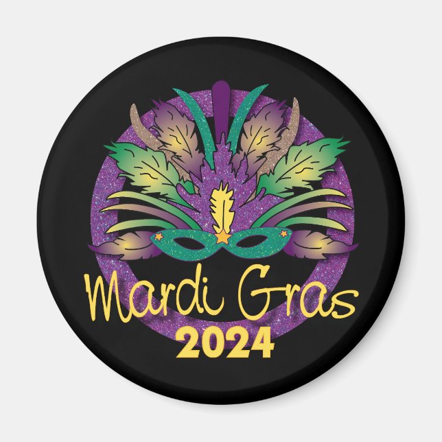 Imã Mardi Gras Mask Magnet - 2024 (Frente)
