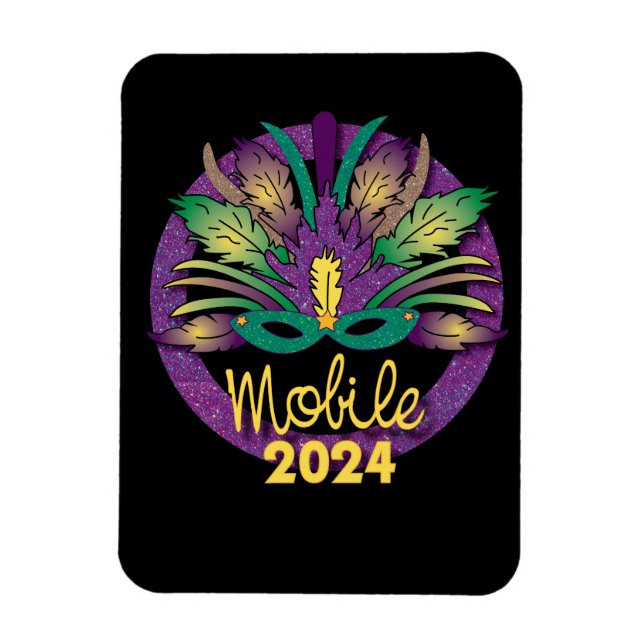Ímã Mardi Gras Mask Magnet - 2024 - Mobile (Vertical)
