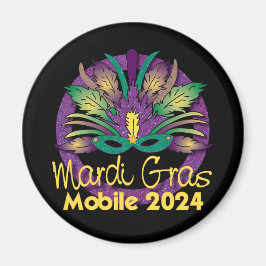 Imã Mardi Gras Mask Magnet - 2024 - Mobile, AL
