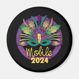 Imã Mardi Gras Mask Magnet - 2024 - Mobile, AL