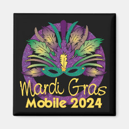 Imã Mardi Gras Mask Magnet - 2024 - Mobile, AL