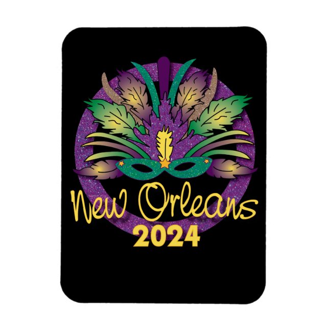 Ímã Mardi Gras Mask Magnet - 2024 - Nova Orleans (Vertical)