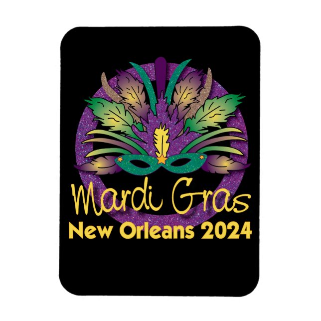 Ímã Mardi Gras Mask Magnet - 2024 - Nova Orleans (Vertical)