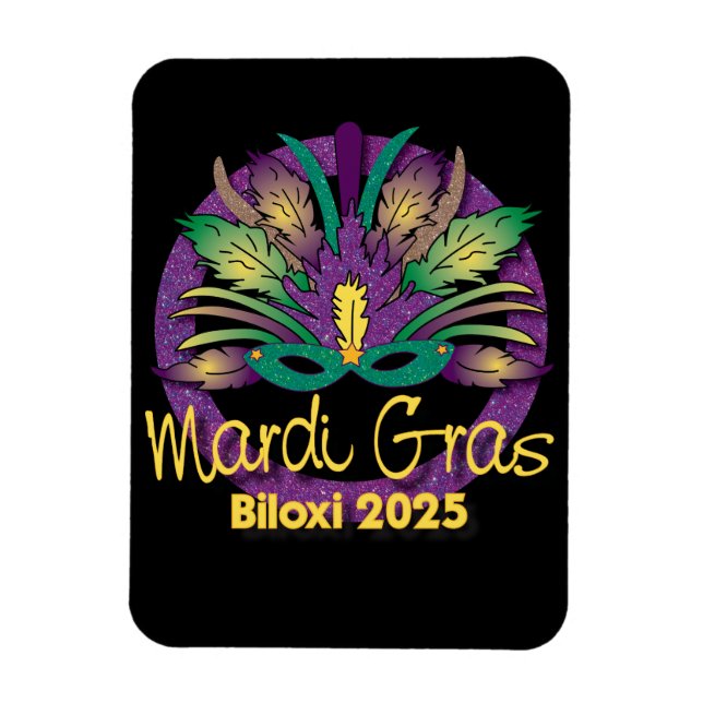 Ímã Mardi Gras Mask Magnet - 2025 - Biloxi, MS (Vertical)