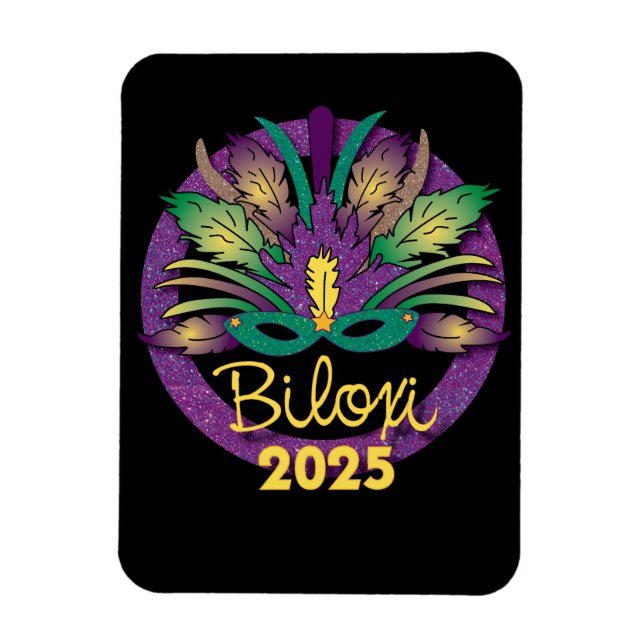 Ímã Mardi Gras Mask Magnet - 2025 - Biloxi, MS (Vertical)