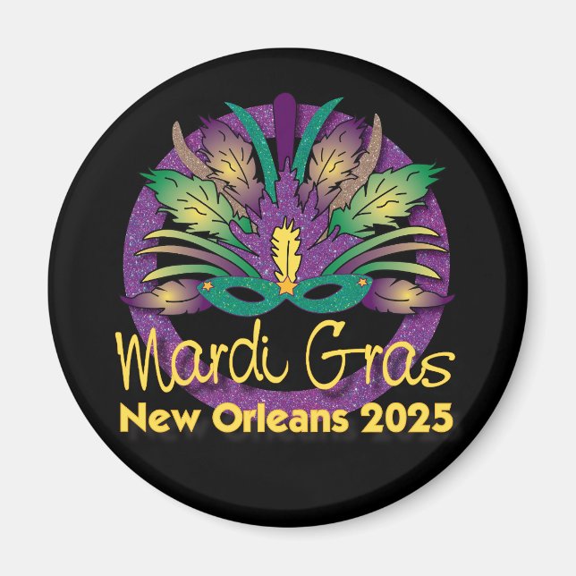 Imã Mardi Gras Mask Magnet - 2025 - Nova Orleans (Frente)