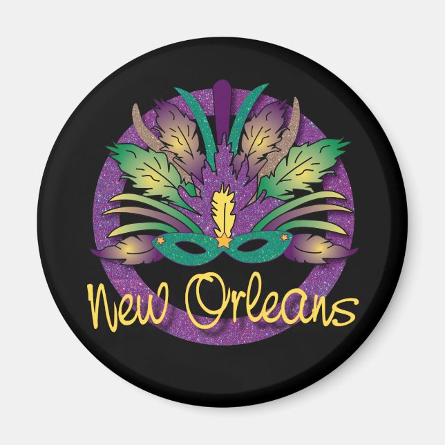 Imã Mardi Gras Mask Magnet - Nova Orleans, LA (Frente)