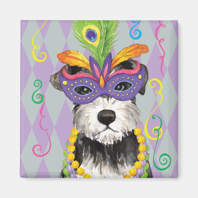 Imã Mardi Gras Mini Schnauzer (Frente)