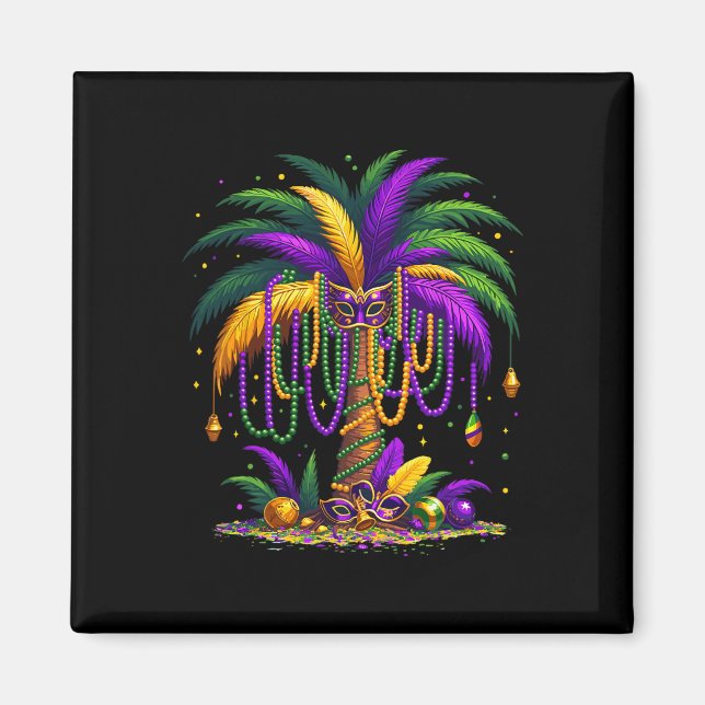 Imã Mardi Gras Palm Tree Hawaiai Tropical Party Men W (Frente)