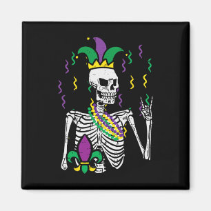 Imã Mardi Gras Skeleton Rock Mão Engraçado Tee Rocker