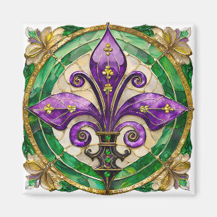 Imã Mardi Gras StainGlass Fleur de lis