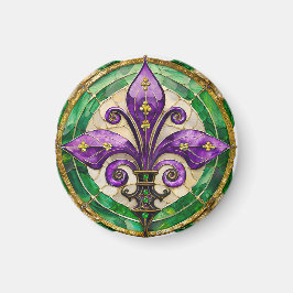 Imã Mardi Gras StainGlass Fleur de lis