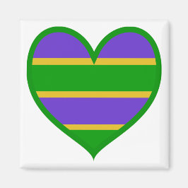 Imã Mardi Gras Striped Heart