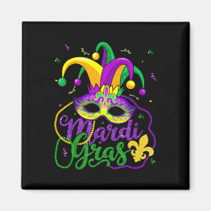 Imã Mardi Gras Tee For Women Kids Miçanga Mask Feath