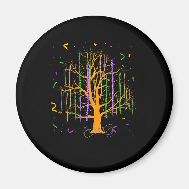 Imã Mardi Gras Tree Miçanga New Orleans 2022 Watercolo (Frente)