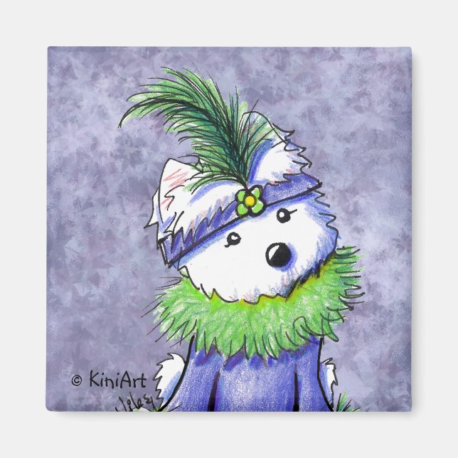 Imã Mardi Gras Westie Magnet (Frente)