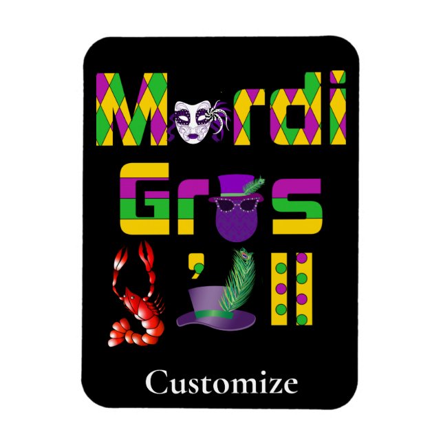 Ímã Mardi Gras Y'all Thunder_Cove (Vertical)