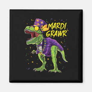 Imã Mardi Grawr T-rex Dinossaur Dino Mardi Gras Kids B