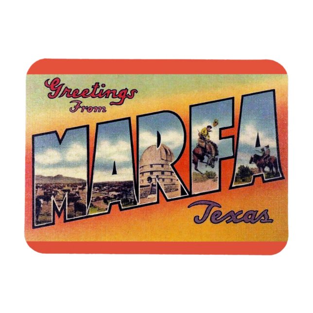 Ímã Marfa Texas Magnet - Viagens vintage (Horizontal)