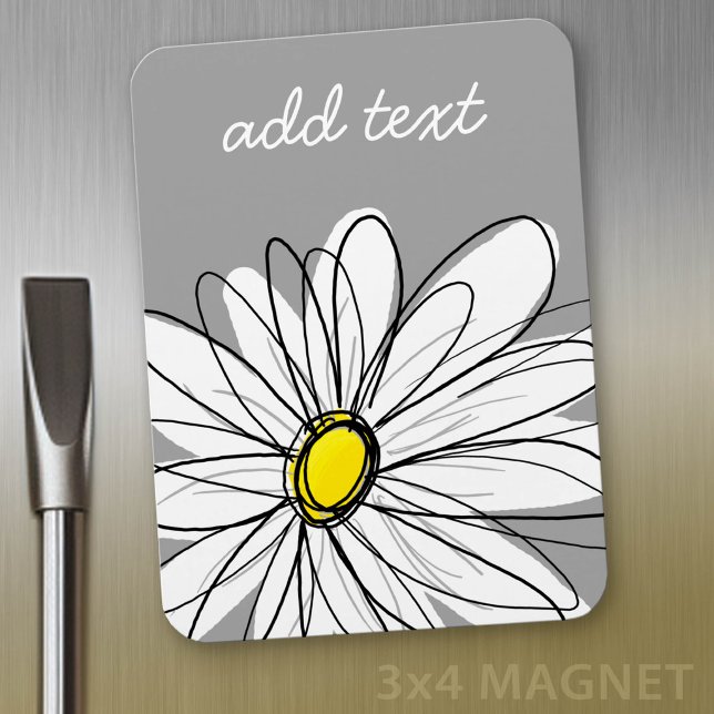 Ímã Margarida da moda com cinza e amarelo (Daisy Manget)