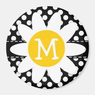 Imã Margarida em bolinhas preto e branco