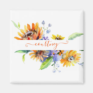 Imã Margaridas aquarela personalizadas