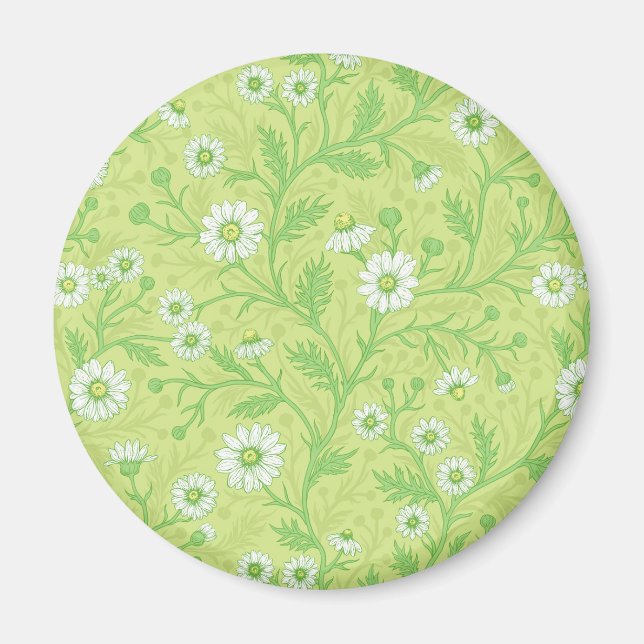 Imã Margaridas em branco e verde sobre verde melancia (Frente)