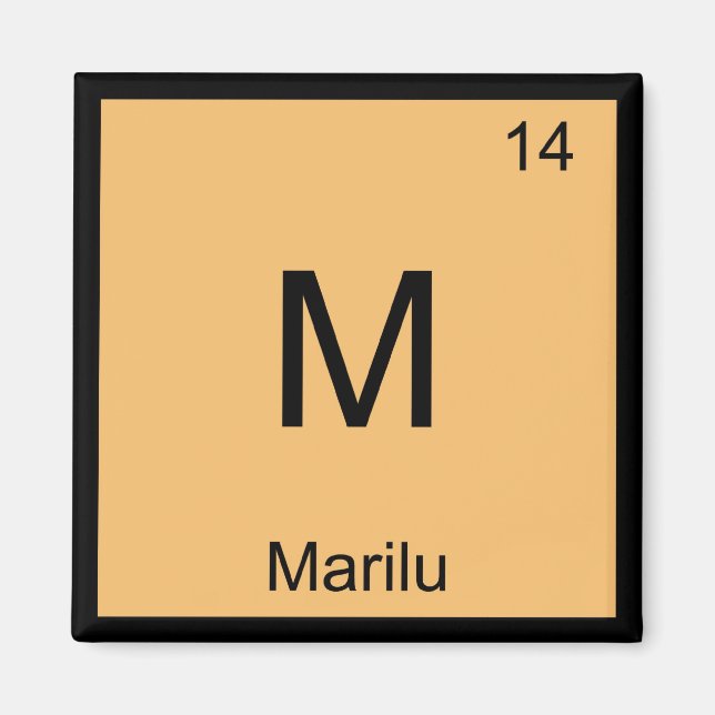 Imã Marilu Name Chemistry Elemento Mesa Periódica (Frente)