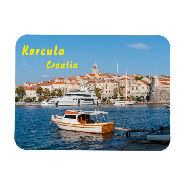 Ímã Marina da cidade de Korcula - Dalmácia, Croácia (Horizontal)