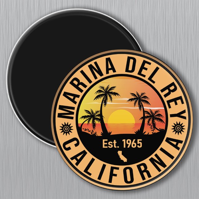 Imã Marina del Rey California Retro Sunset Souvenirs (Criador carregado)
