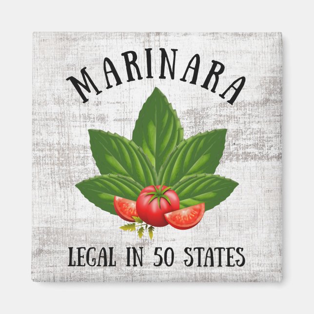 Imã Marinara Legal em 50 Estados Basil e Tomates (Frente)