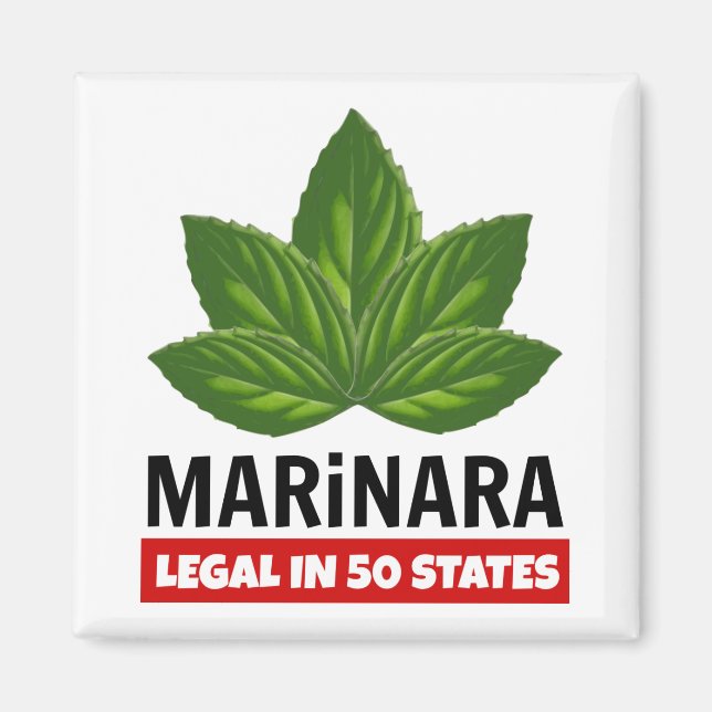 Imã Marinara Legal em 50 Estados Folhas de Basil (Frente)