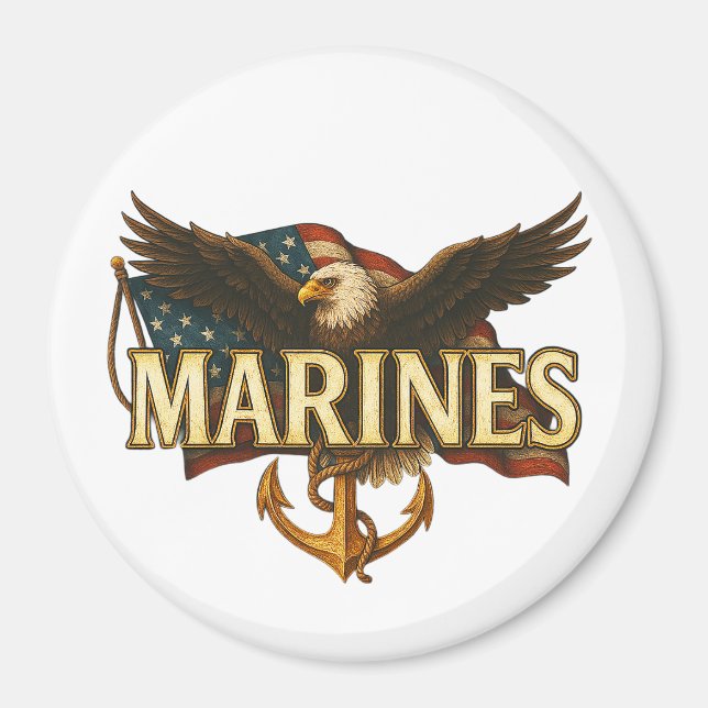 Imã Marines With Eagle and Flag (Frente)
