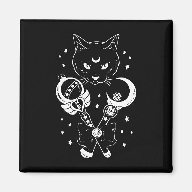 Imã Marinheiro Meow Lua Gótica Espaço Gótico da Lua Gó (Frente)