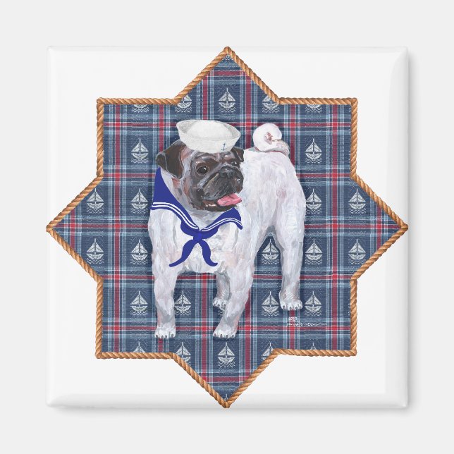 Imã Marinheiro Pug (Frente)