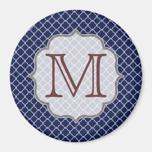Imã Marinho Azul Triterfoil Monograma Magnético Inici