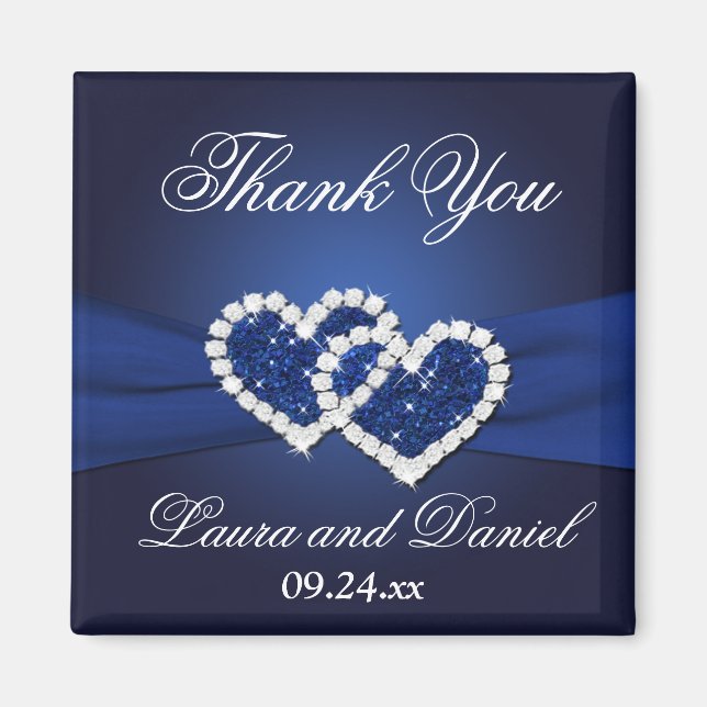 Imã Marinho Azul Unida Corações Favor Magnet (Frente)