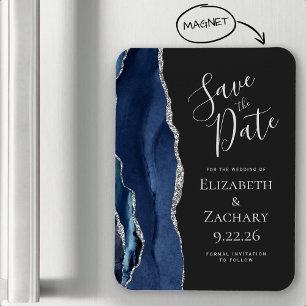Ímã Marinho de Agato Moderno Blue Silver Salvar Data