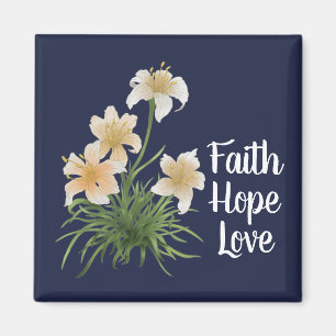 Imã Marinho elegante Faith Hope ama Lily Flowers Pásc