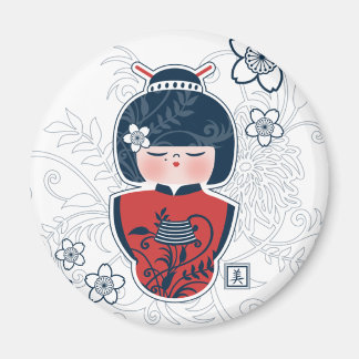 Imã marinho kokeshi vermelho