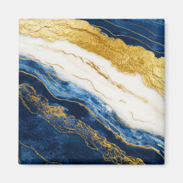 Imã Marinho Luxurioso Azul e Dourado Mármaco Folha