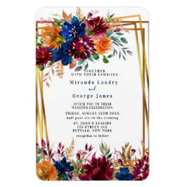 Ímã Marinho Marsala Orange Convite de casamento Dourad